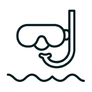 Snorkeling gear icon indicating clear waters for snorkeling